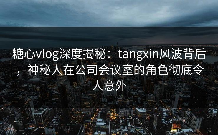 糖心vlog深度揭秘：tangxin风波背后，神秘人在公司会议室的角色彻底令人意外