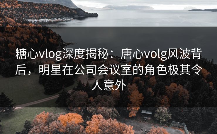 糖心vlog深度揭秘:唐心volg风波背后,明星在公司会议室的角色极其令人意外
