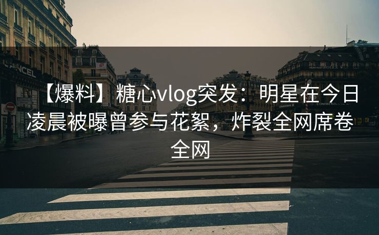 【爆料】糖心vlog突发：明星在今日凌晨被曝曾参与花絮，炸裂全网席卷全网